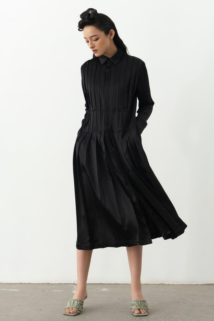 Vadim Tunic Pleated Silk Midi Dress 7