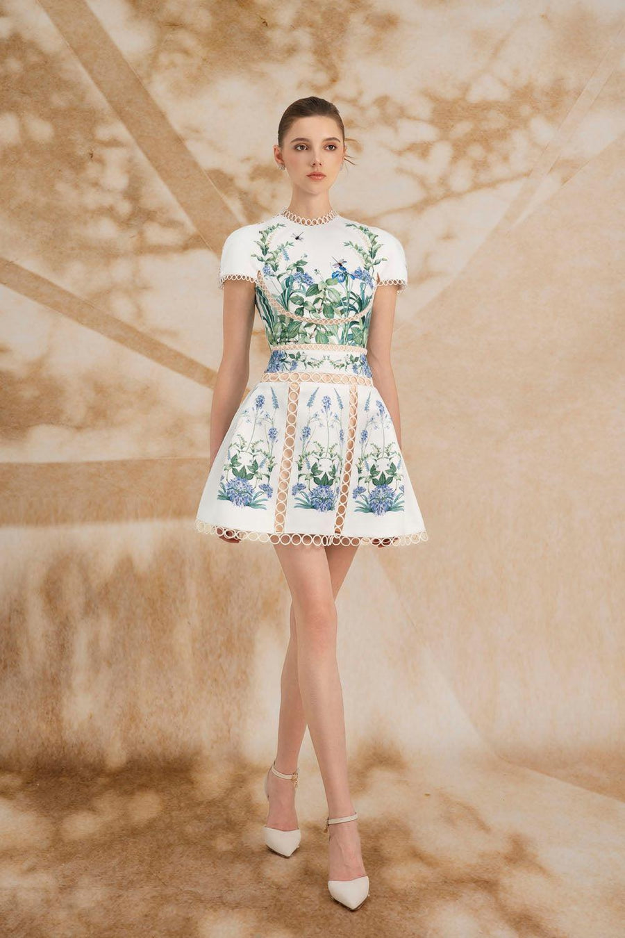 Valentina A-line Short Sleeved Silk Satin Mini Dress Mini Dress Rosee de Matin