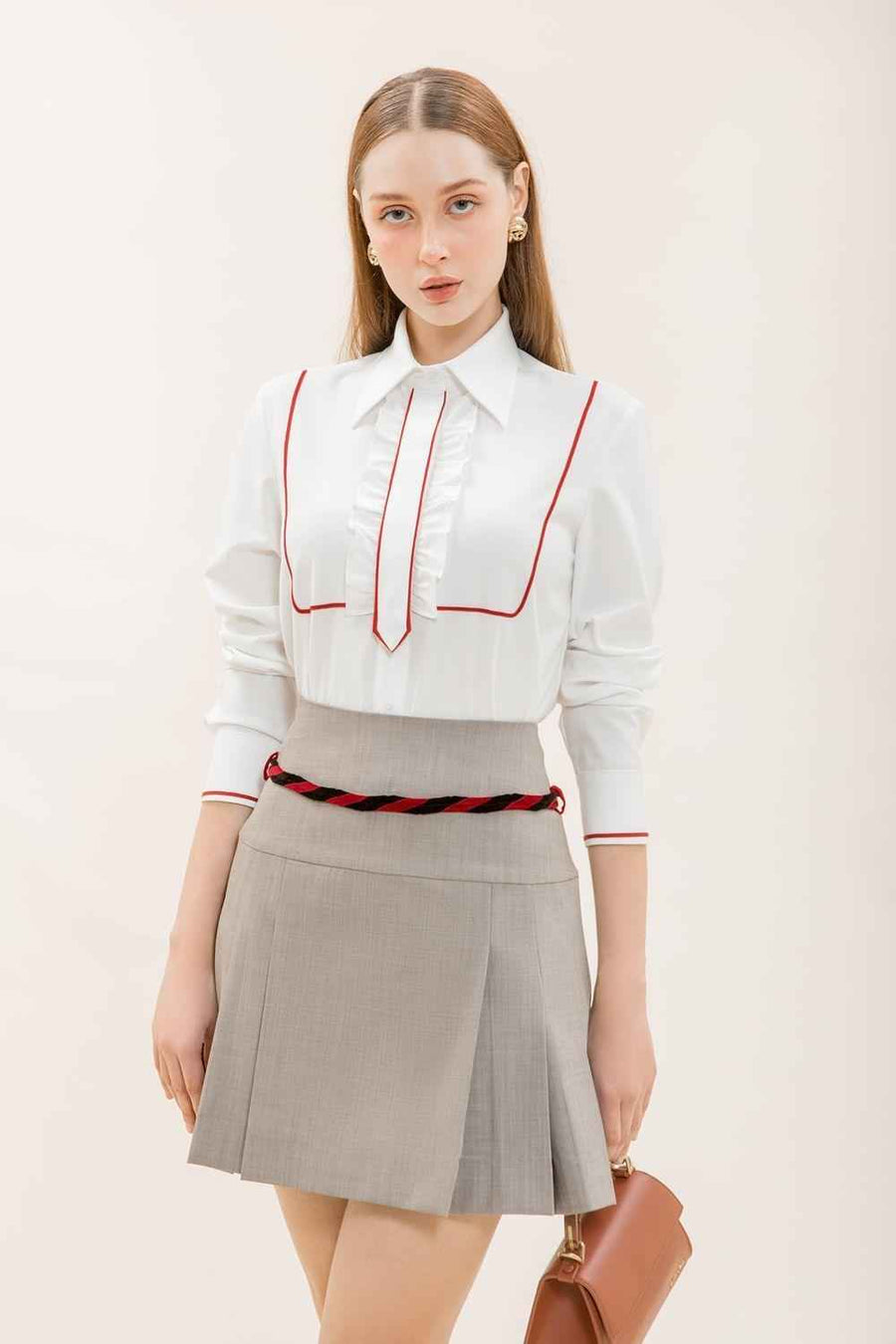 Valkyrie A-line Knife-Pleated Polyester Mini Skirt