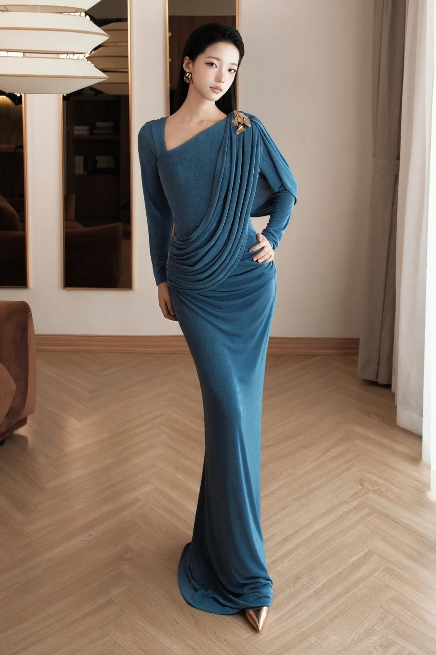 Valoria Draped Maxi Dress 6