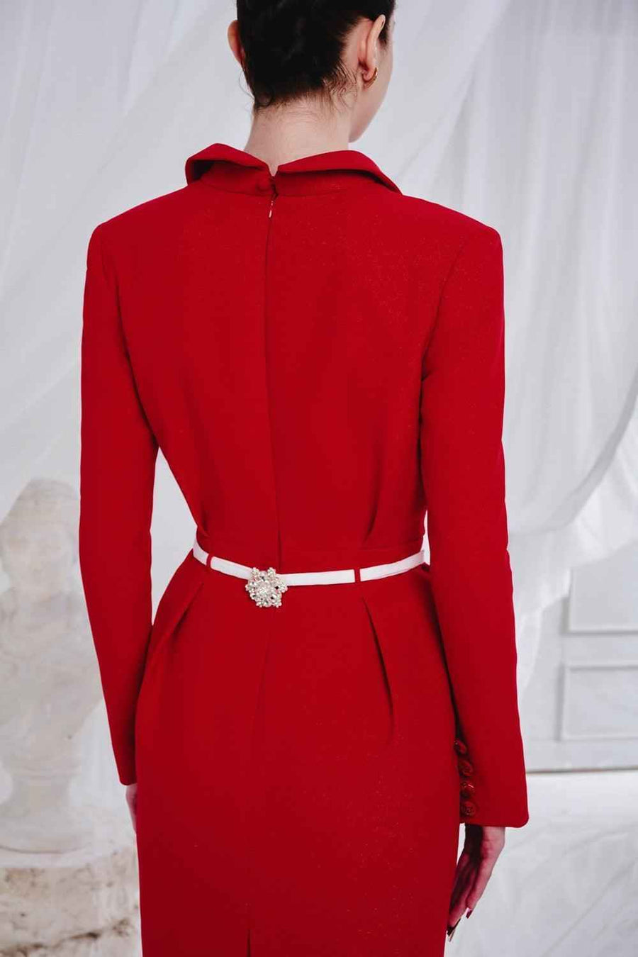 Vance Pegged Long Sleeved Synthetic Midi Dress
