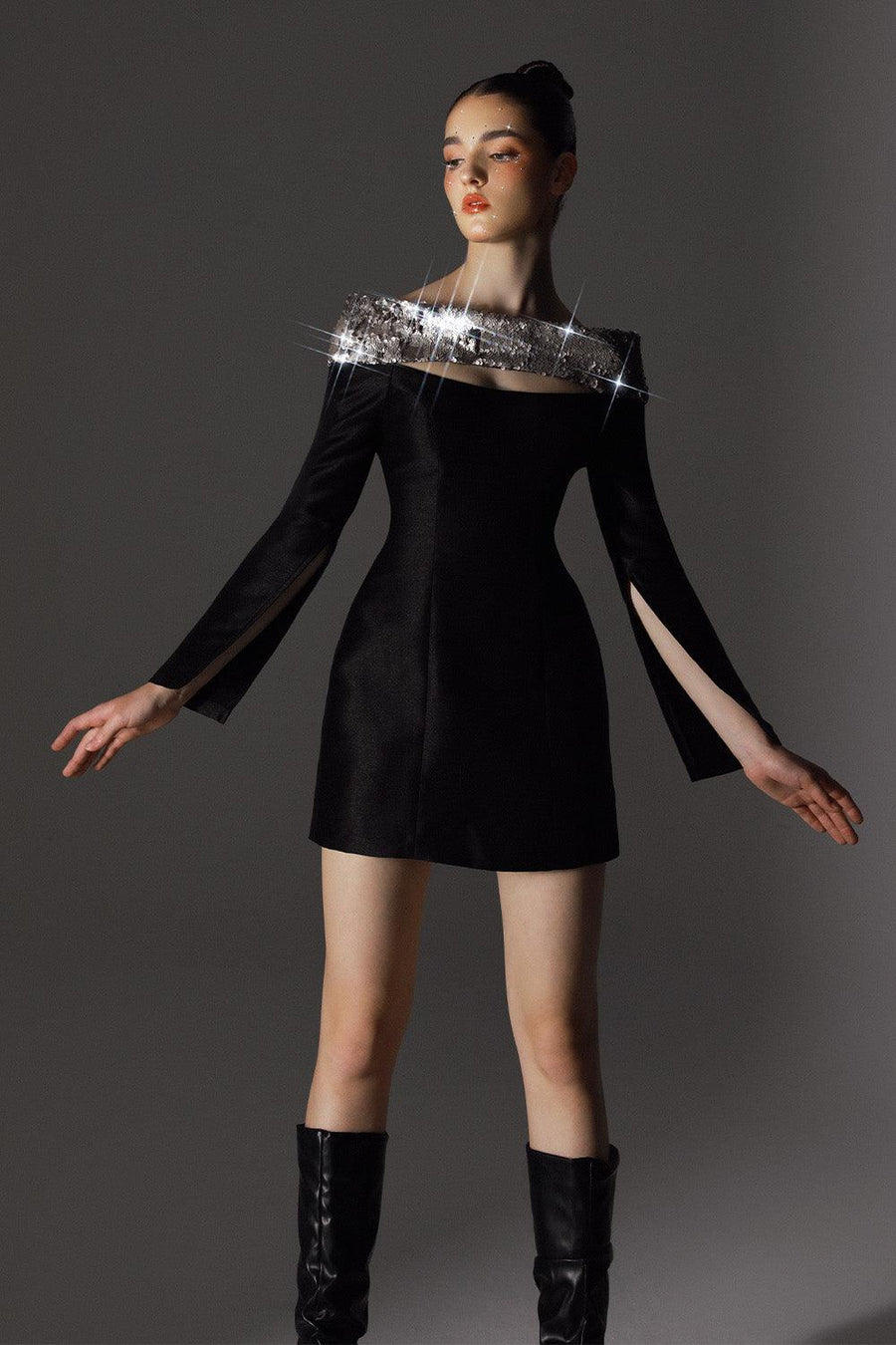 Vanity A-line Cut-Out Brocade Mini Dress 3