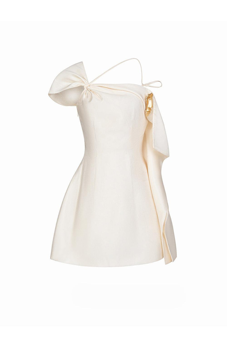 Varena A-line Asymmetric Shoulder Chiffon Mini Dress Mini Dress LaLING
