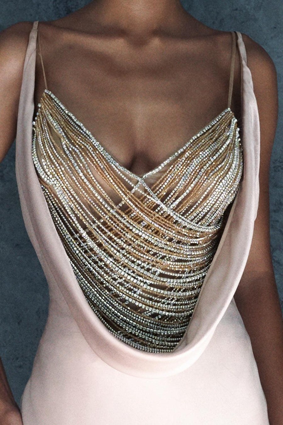 Vargas Bodycon Stone Mesh Corset Nude Sleeveless Top CEM