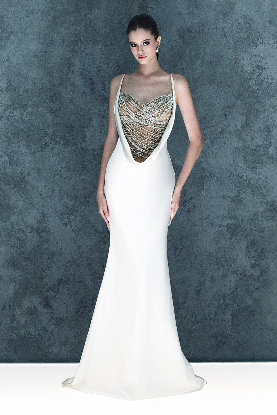 Vargas Bodycon Stone Mesh Corset Sleeveless Top CEM