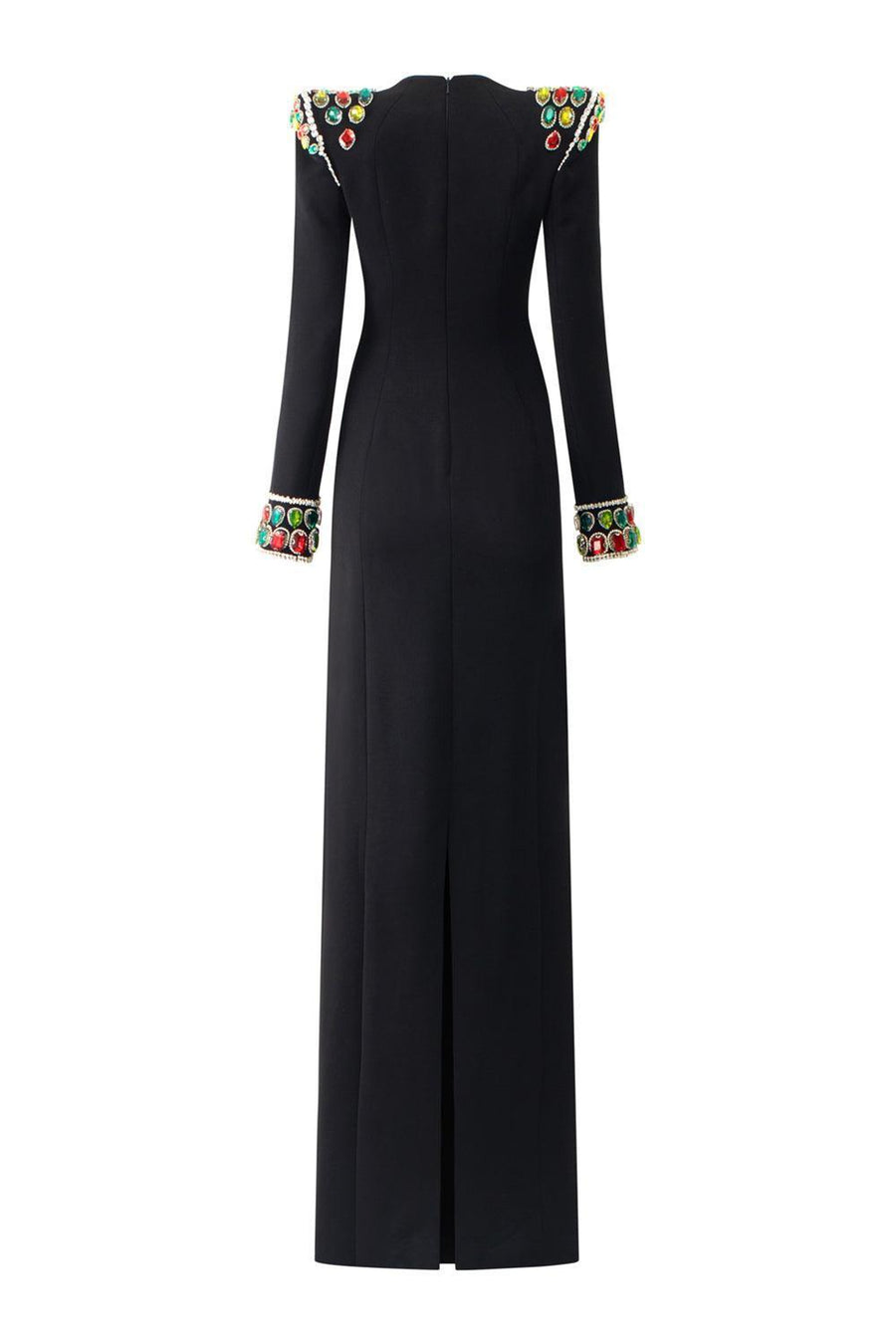Venture Sheath Queen Anne Neck Velvet Floor Length Dress 6