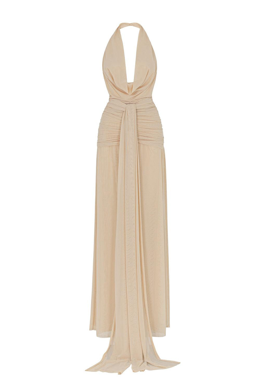 Venus Sarong Gathered Mesh Floor Length Dress 1