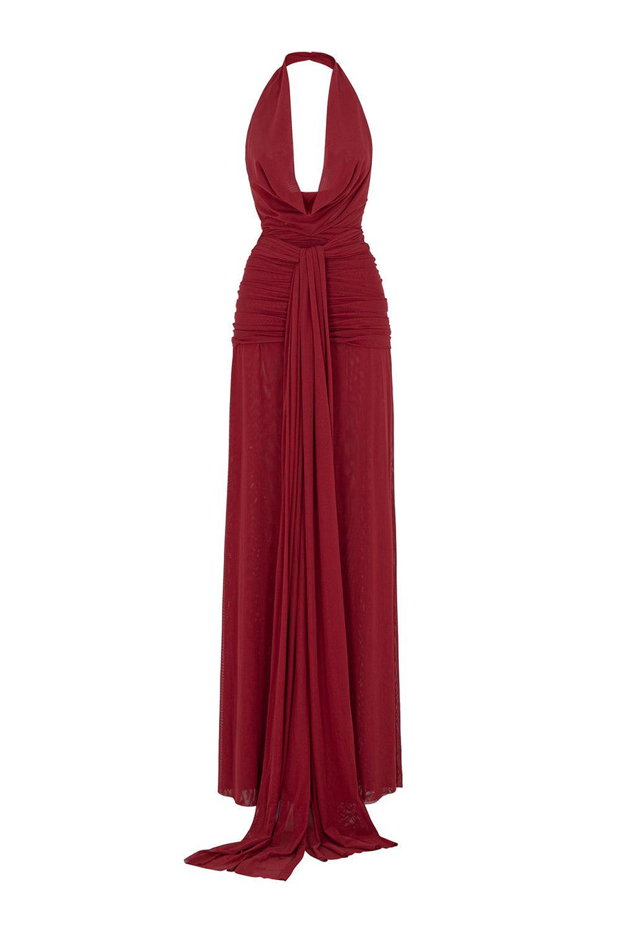 Venus Sarong Gathered Mesh Floor Length Dress 4