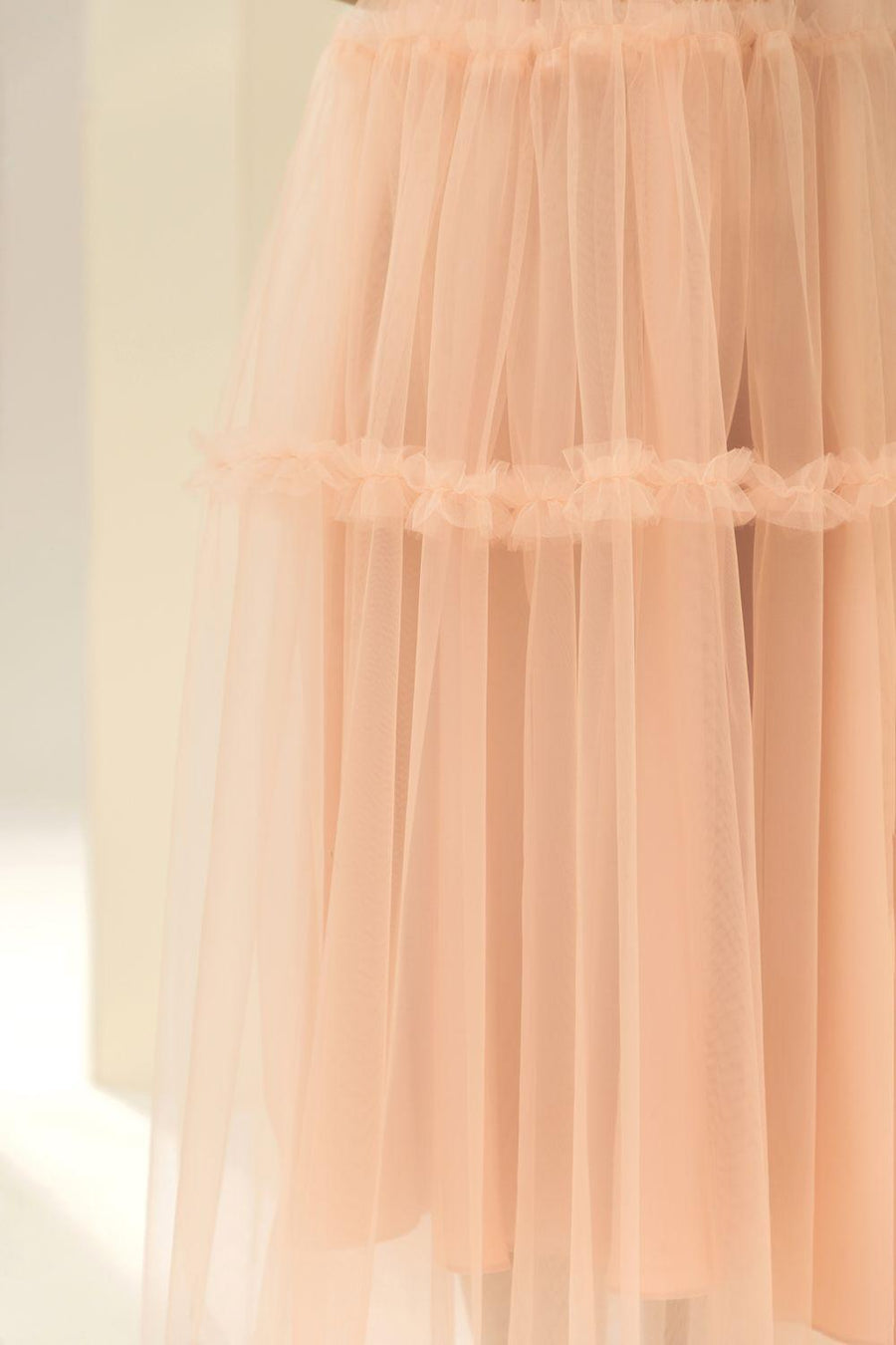 Viana Gathered Square Neck Tulle Midi Dress 14