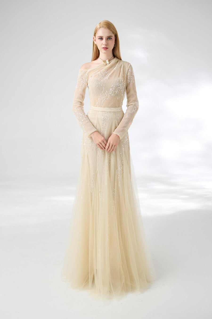Villanue Gored Pleated Organza Floor Length Set 5