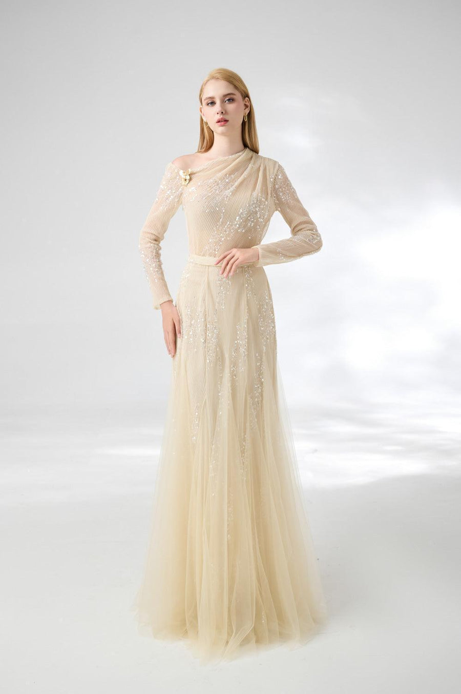 Villanue Gored Pleated Organza Floor Length Set 6