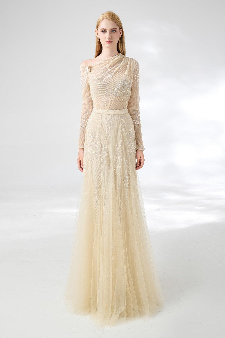 Villanue Gored Pleated Organza Floor Length Set 9