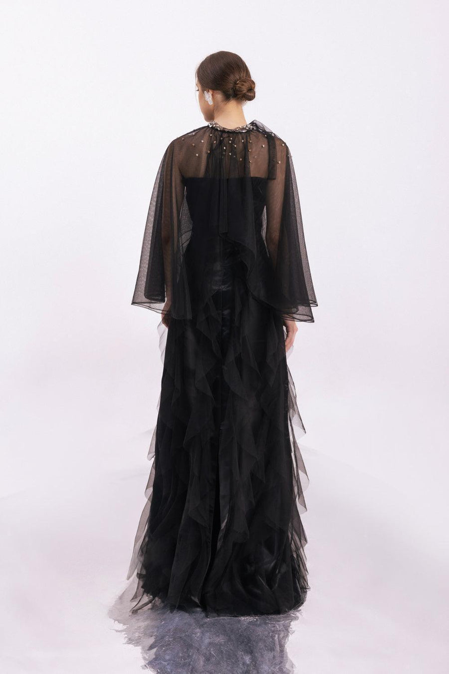 Vincent A-line Ruffle Layer Mesh Taffeta Floor Length Set 6