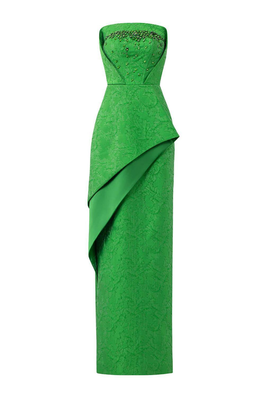 Visage Strapless Straight Across Neck Jacquard Floor Length Dress Gown Dress I.H.F Atelier