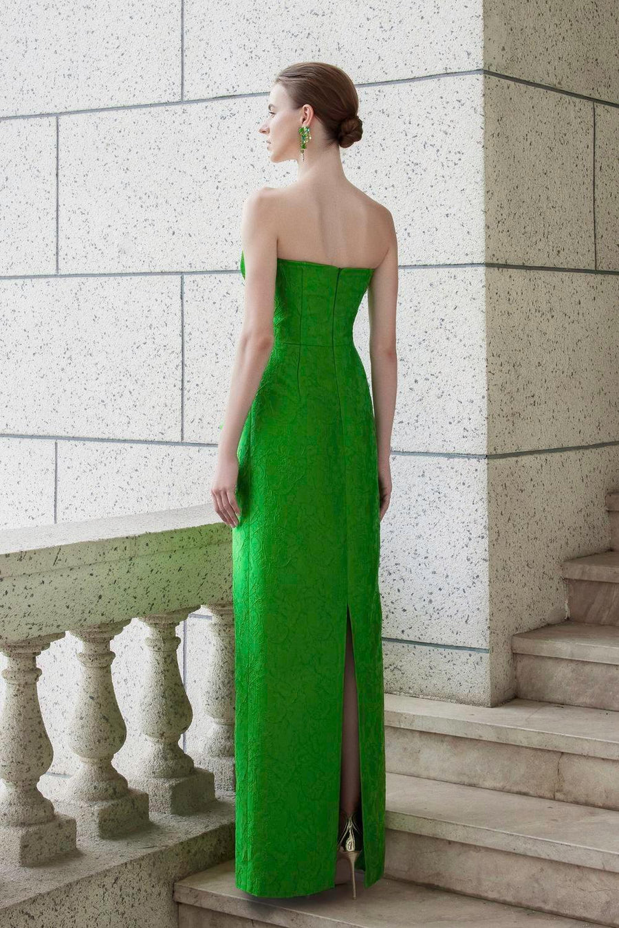 Visage Strapless Straight Across Neck Jacquard Floor Length Dress Gown Dress I.H.F Atelier