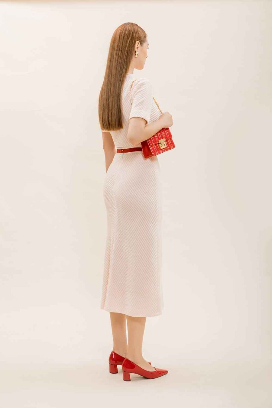 Vittoria Sheath Short Sleeved Knitted Fabric Midi Set