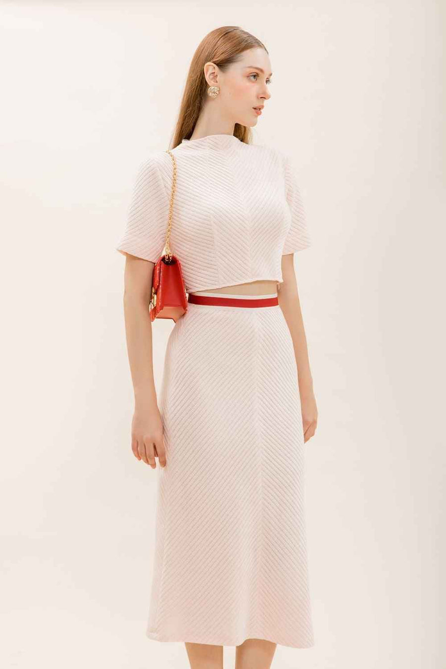 Vittoria Sheath Short Sleeved Knitted Fabric Midi Set