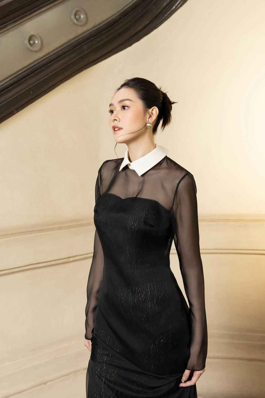 Vivian A-line See-Through Chiffon Floor Length Dress