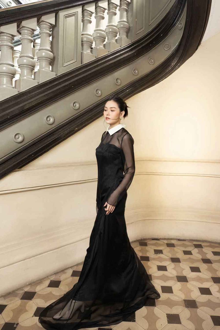 Vivian A-line See-Through Chiffon Floor Length Dress