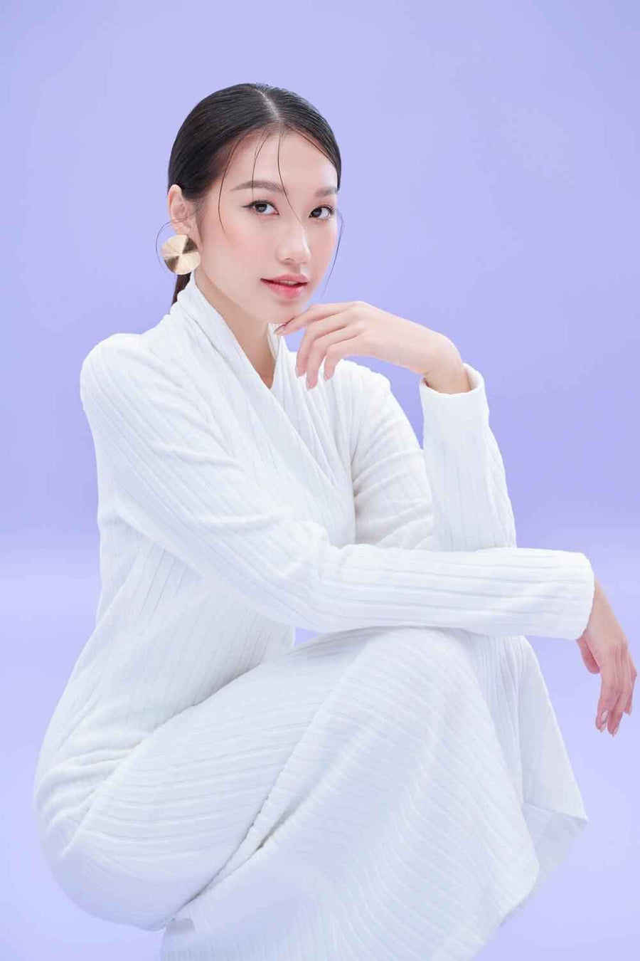 Vivian Sheath Long Sleeved Knit Midi Dress
