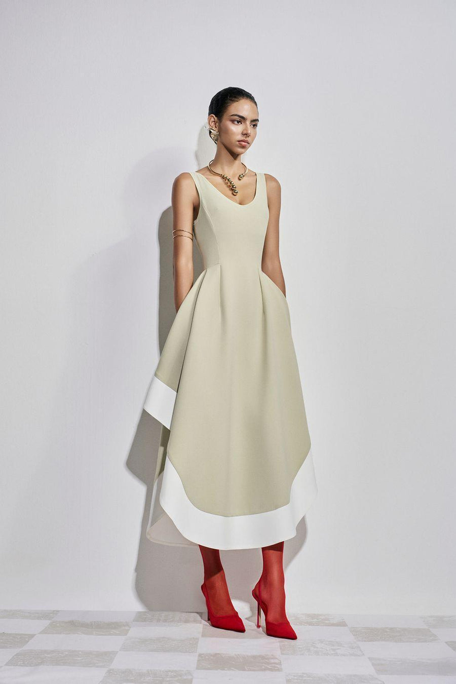 Vivienne Asymmetric V-Neck Polyester Ankle Length Dress Maxi Dress Maison des Copains