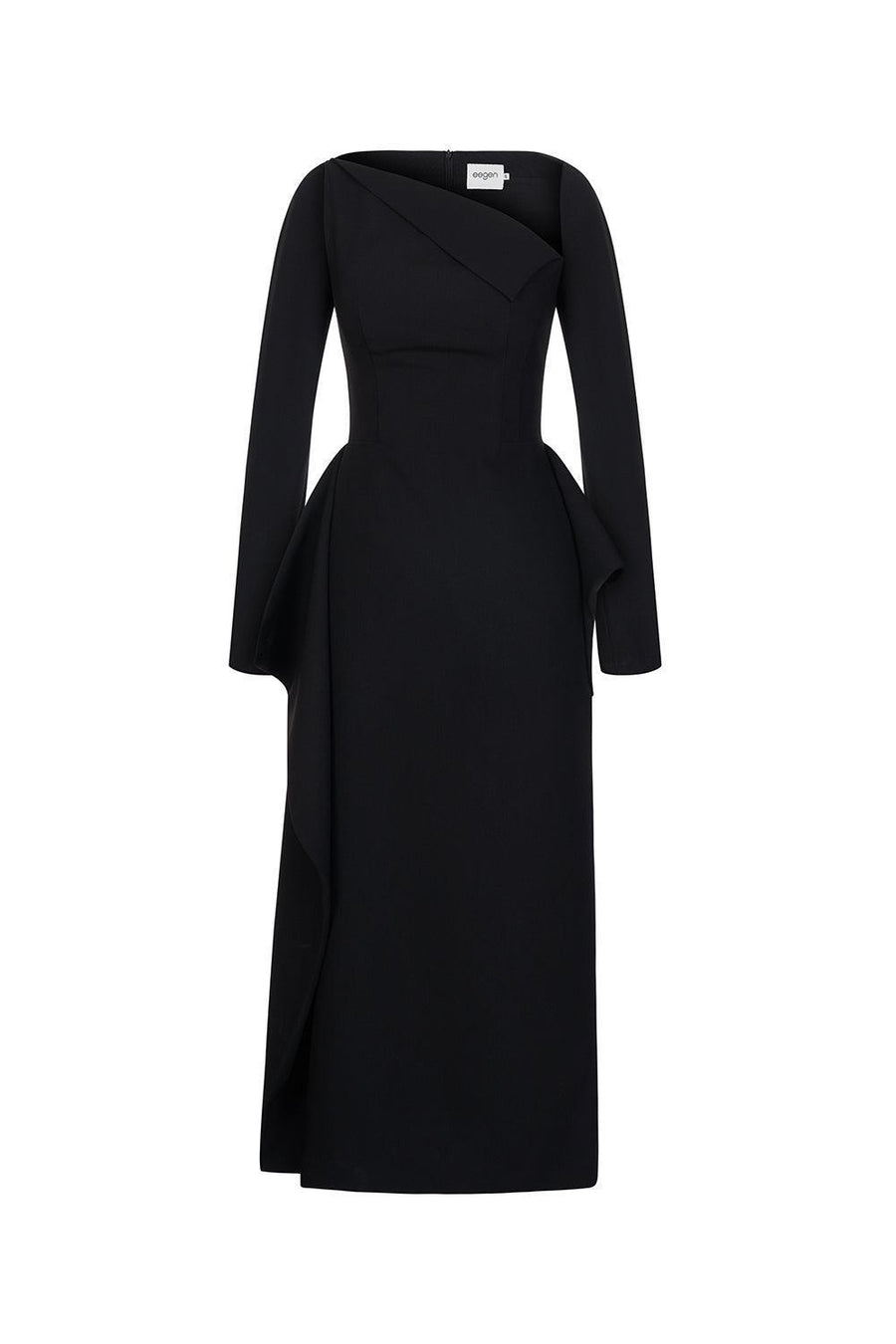 Wendy Sheath Asymmetric Neck Polycotton Midi Dress Midi Dress Eegen Studio
