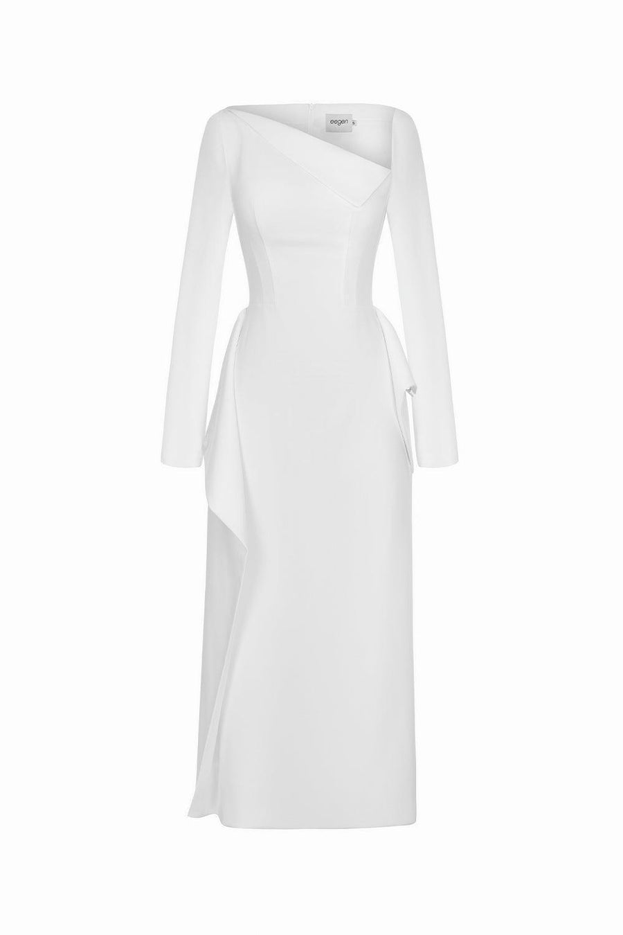 Wendy Sheath Asymmetric Neck Polycotton Midi Dress Midi Dress Eegen Studio