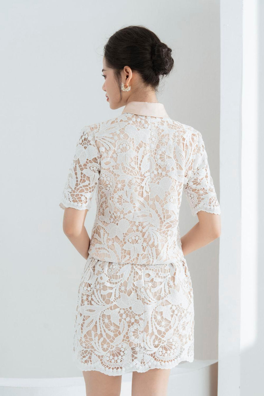 Wendy Straight Pointed Flat Collar Lace Shirt Shirt Cordia
