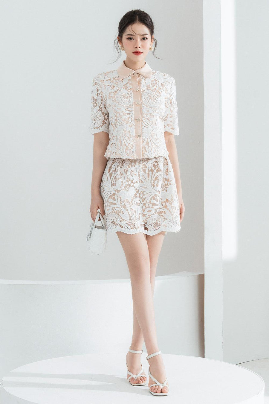 Wendy Straight Wavy Lace Mini Skirt Skirt Cordia