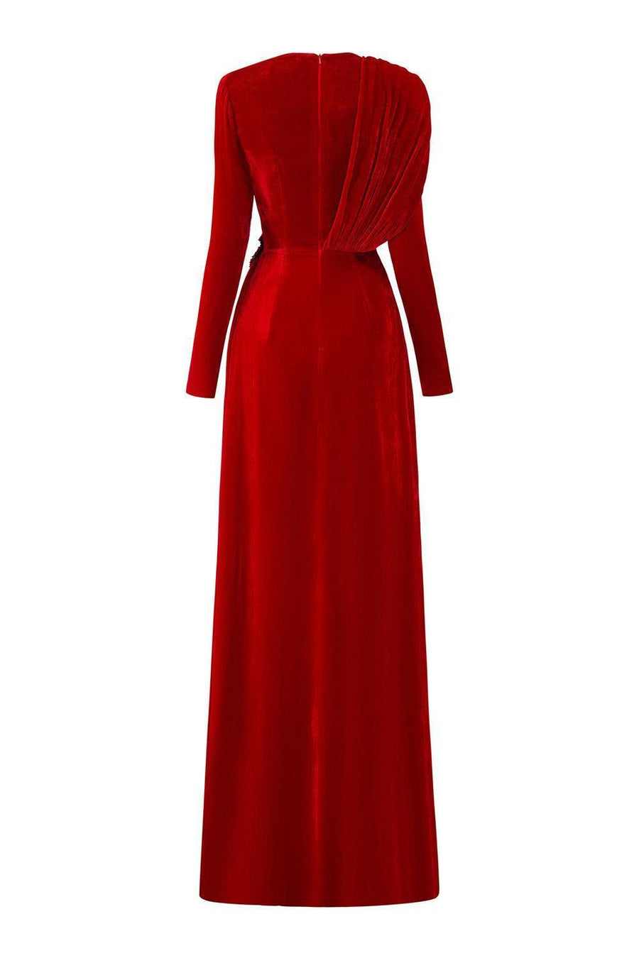 Whitley Sheath Asymmetric Shoulder Velvet Floor Length Dress Gown Dress I.H.F Atelier