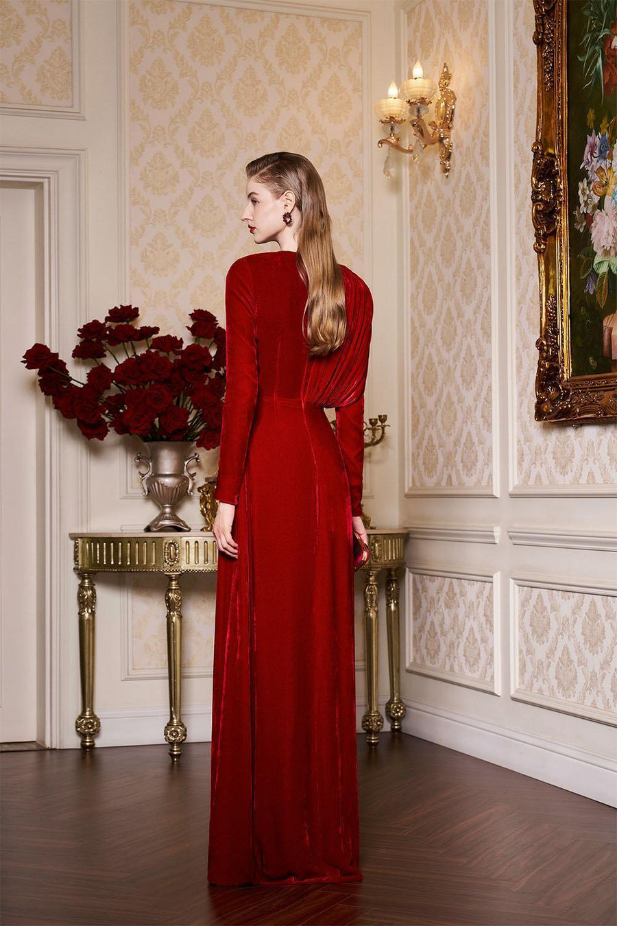 Whitley Sheath Asymmetric Shoulder Velvet Floor Length Dress Gown Dress I.H.F Atelier
