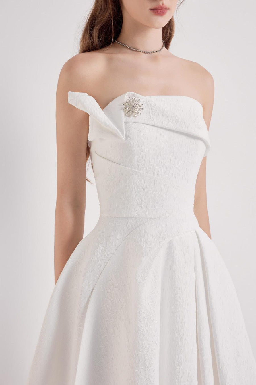 Wings Strapless Pleated Taffeta Mini Dress 2