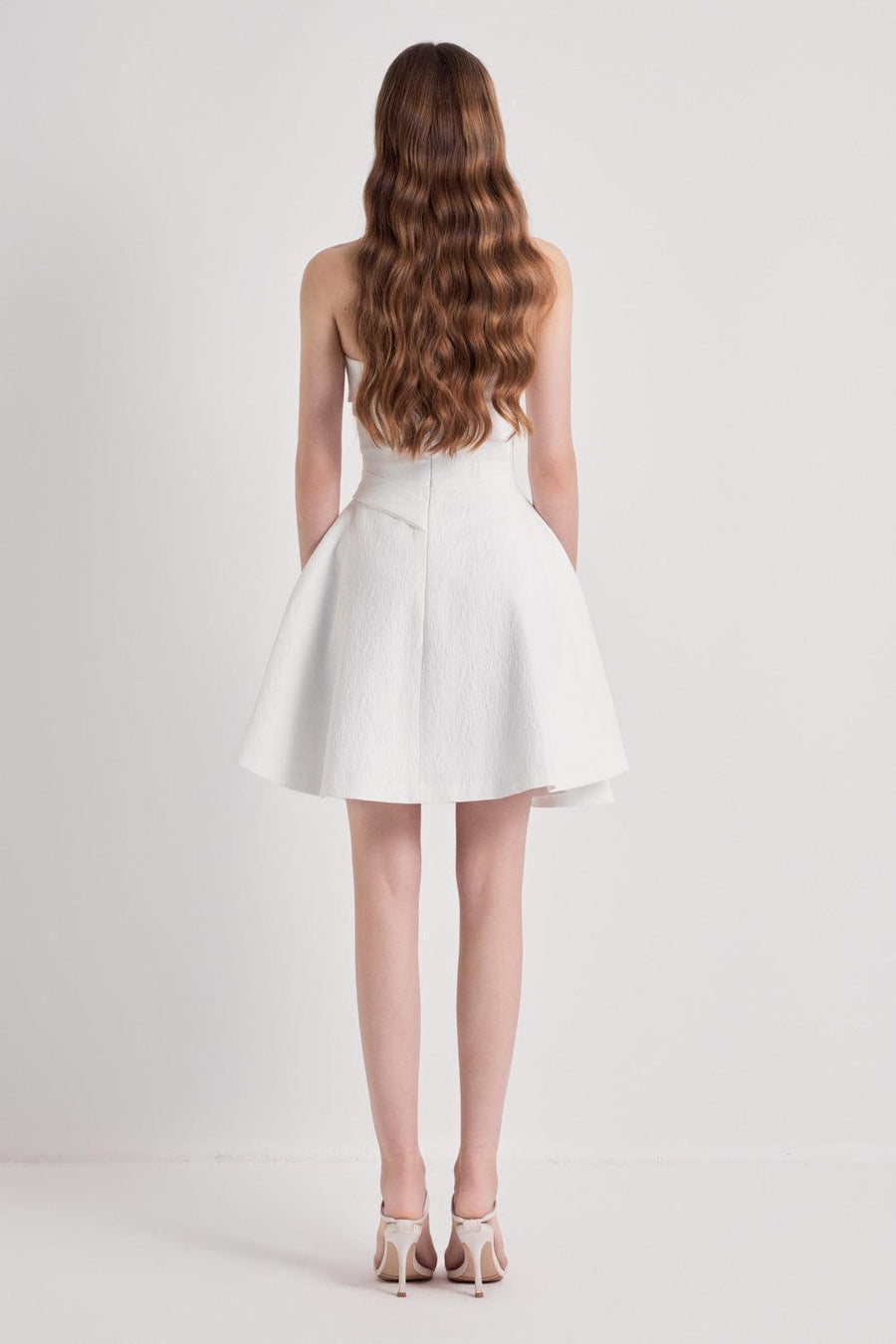 Wings Strapless Pleated Taffeta Mini Dress 4