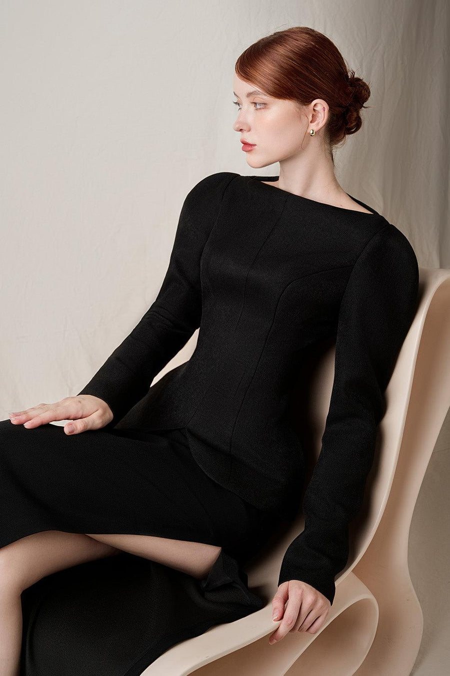 Winter Hourglass Boat Neck Velvet Burlap Top Long Sleeved Top FAIR LADY