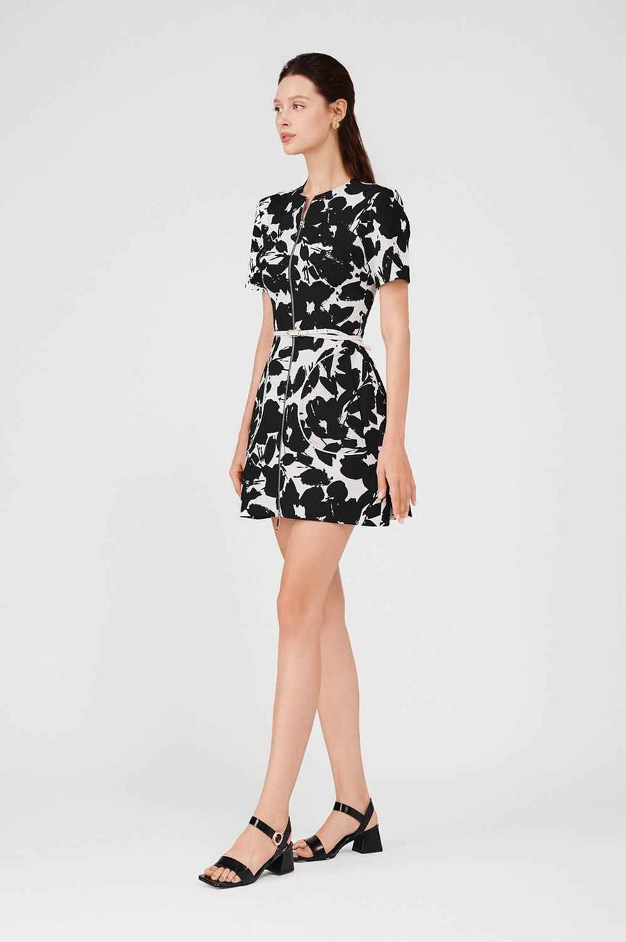 Wren A-line Front Zipper Poly Silk Mini Dress