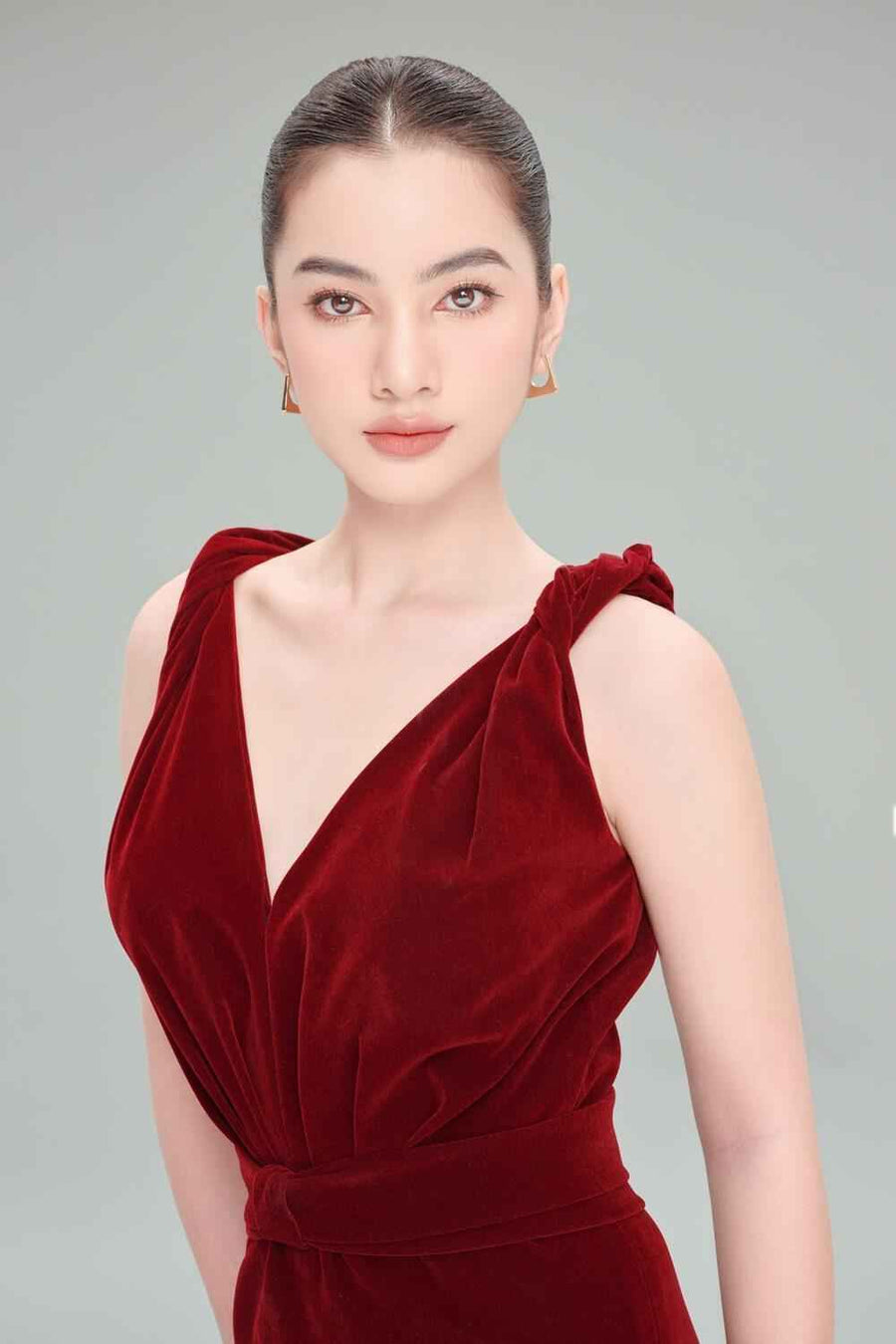 Wren Empire V-Neck Velvet Ankle Length Dress