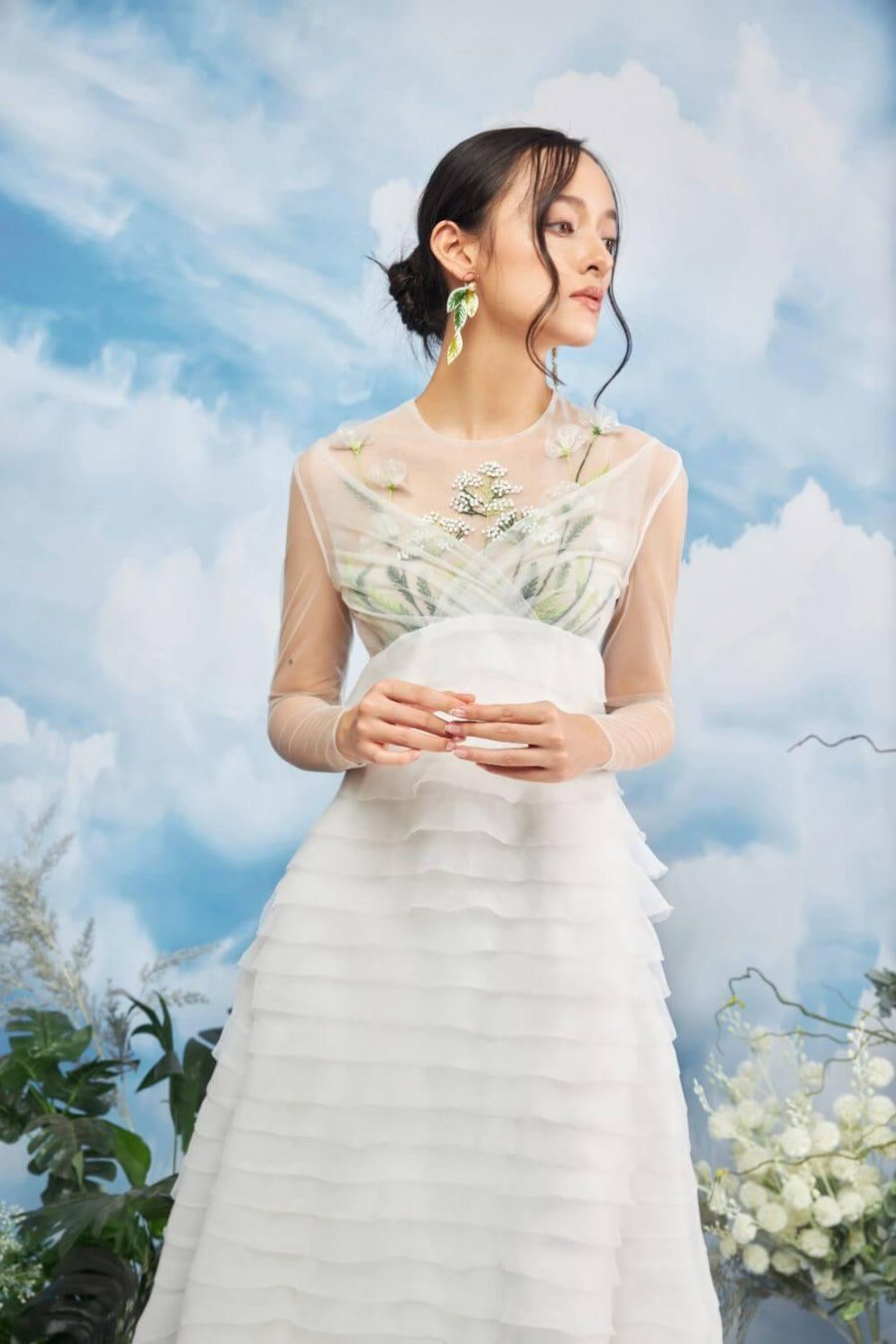 Yamette Layered Round Neck Organza Maxi Dress 6
