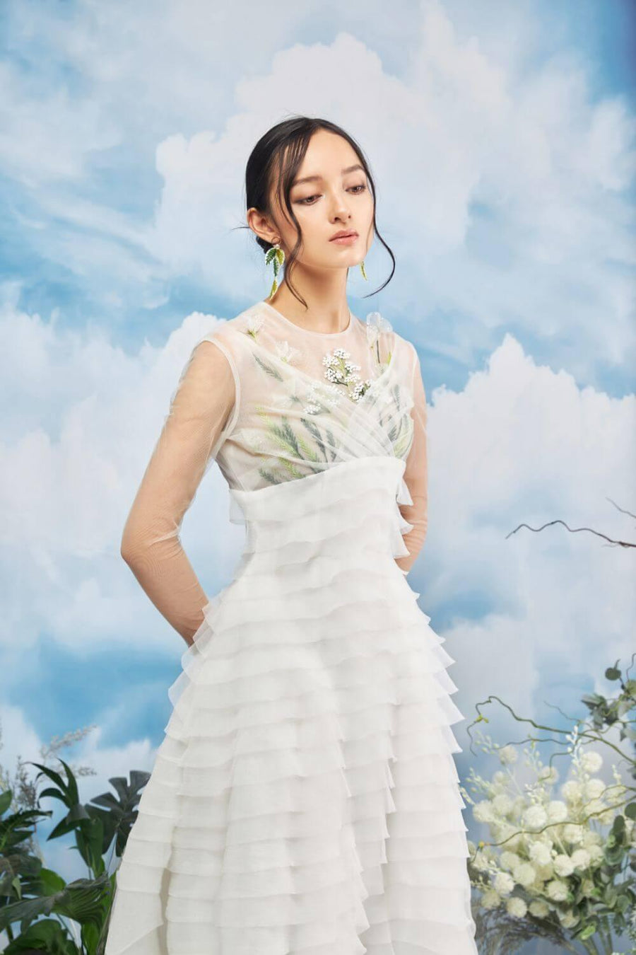 Yamette Layered Round Neck Organza Maxi Dress 7
