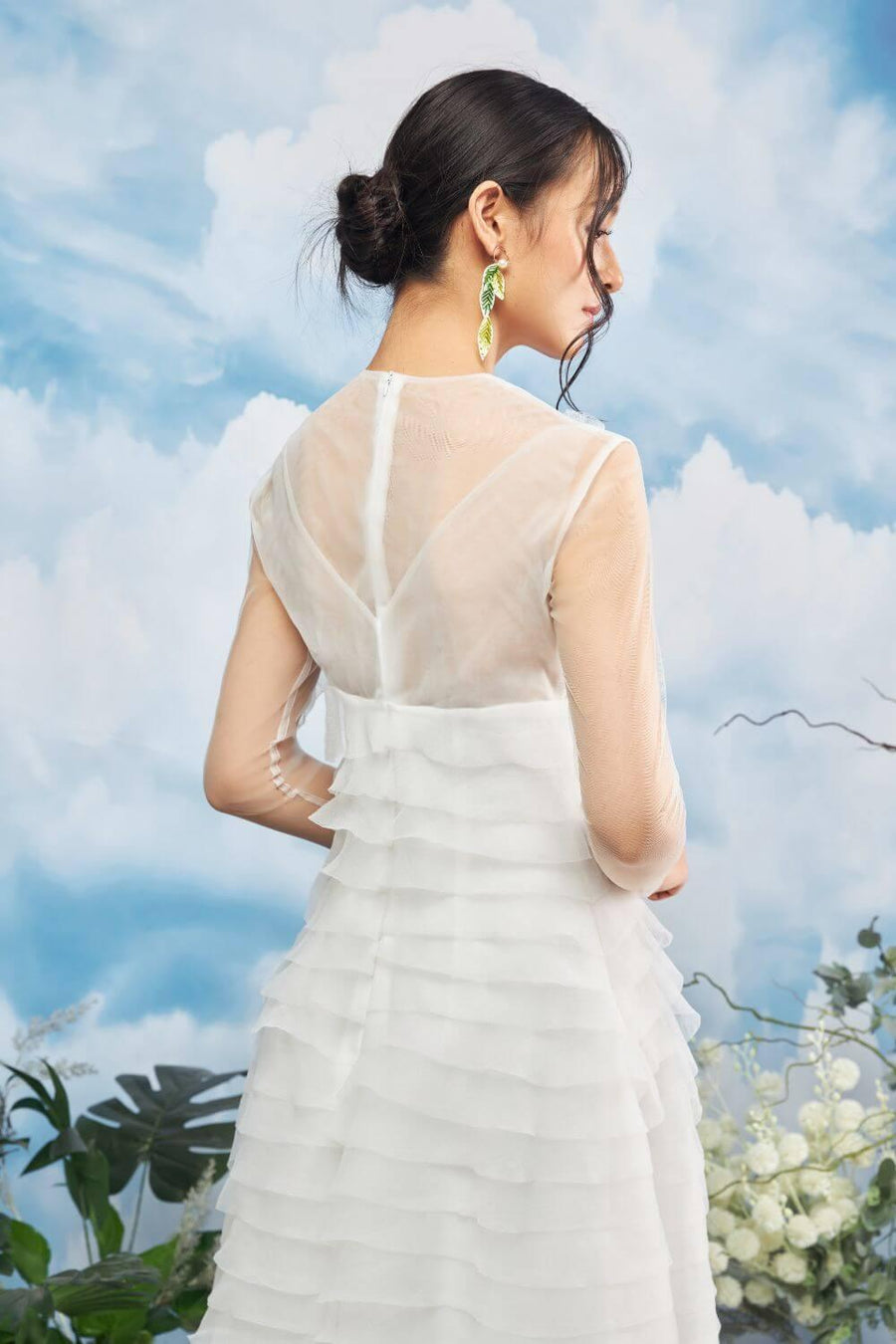 Yamette Layered Round Neck Organza Maxi Dress 8