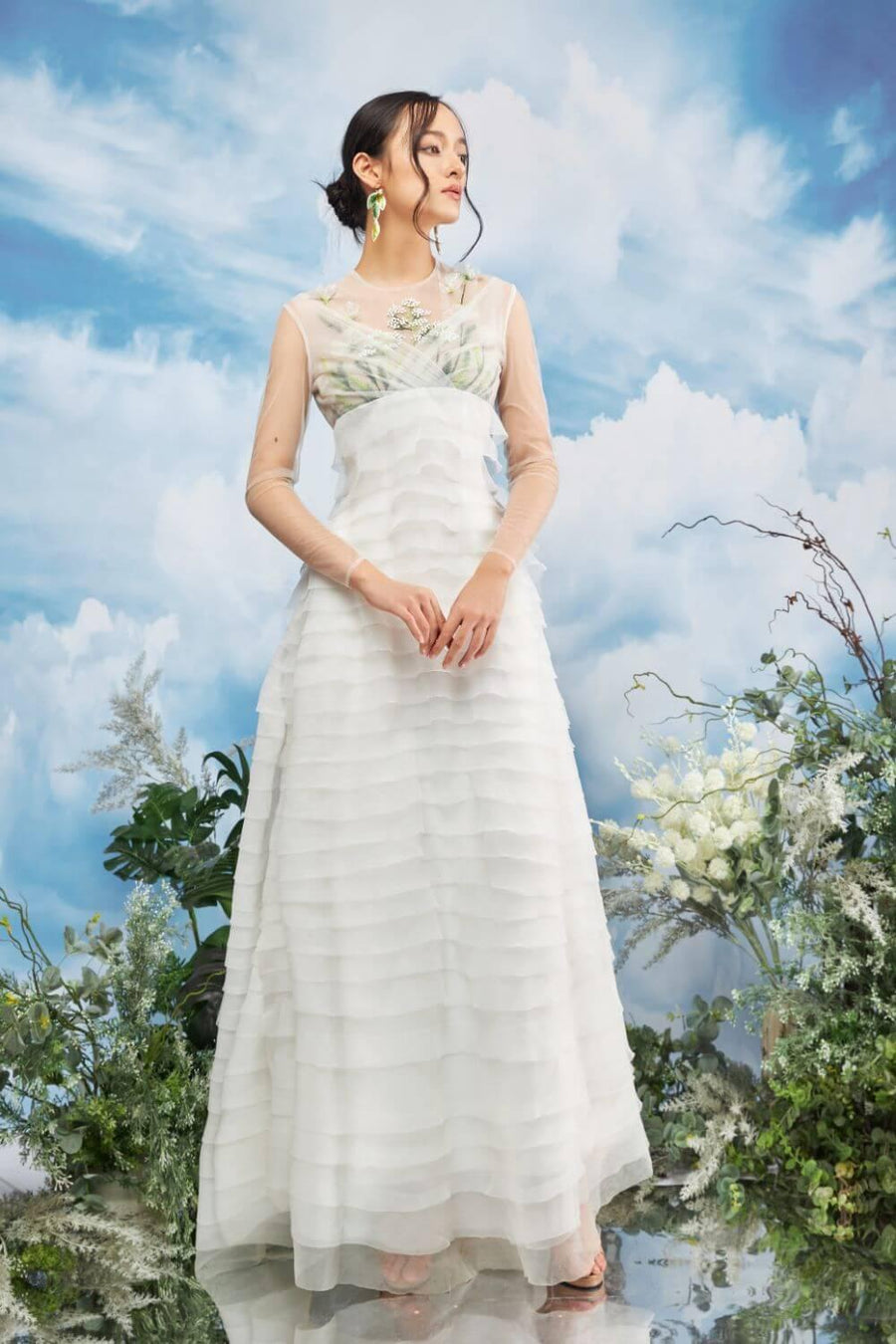 Yamette Layered Round Neck Organza Maxi Dress 9