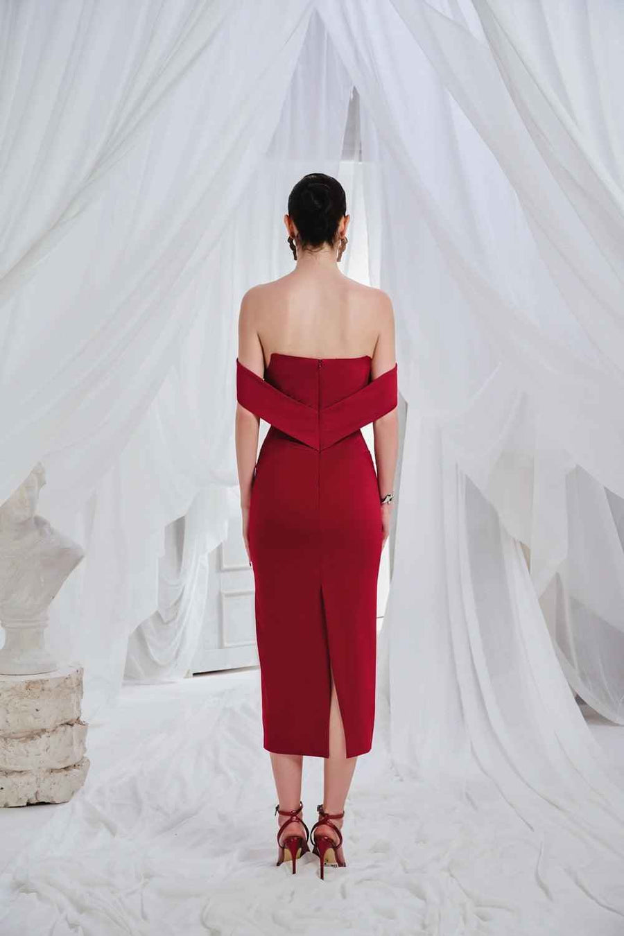 Yates Sheath Cut-Out Spandex Midi Dress