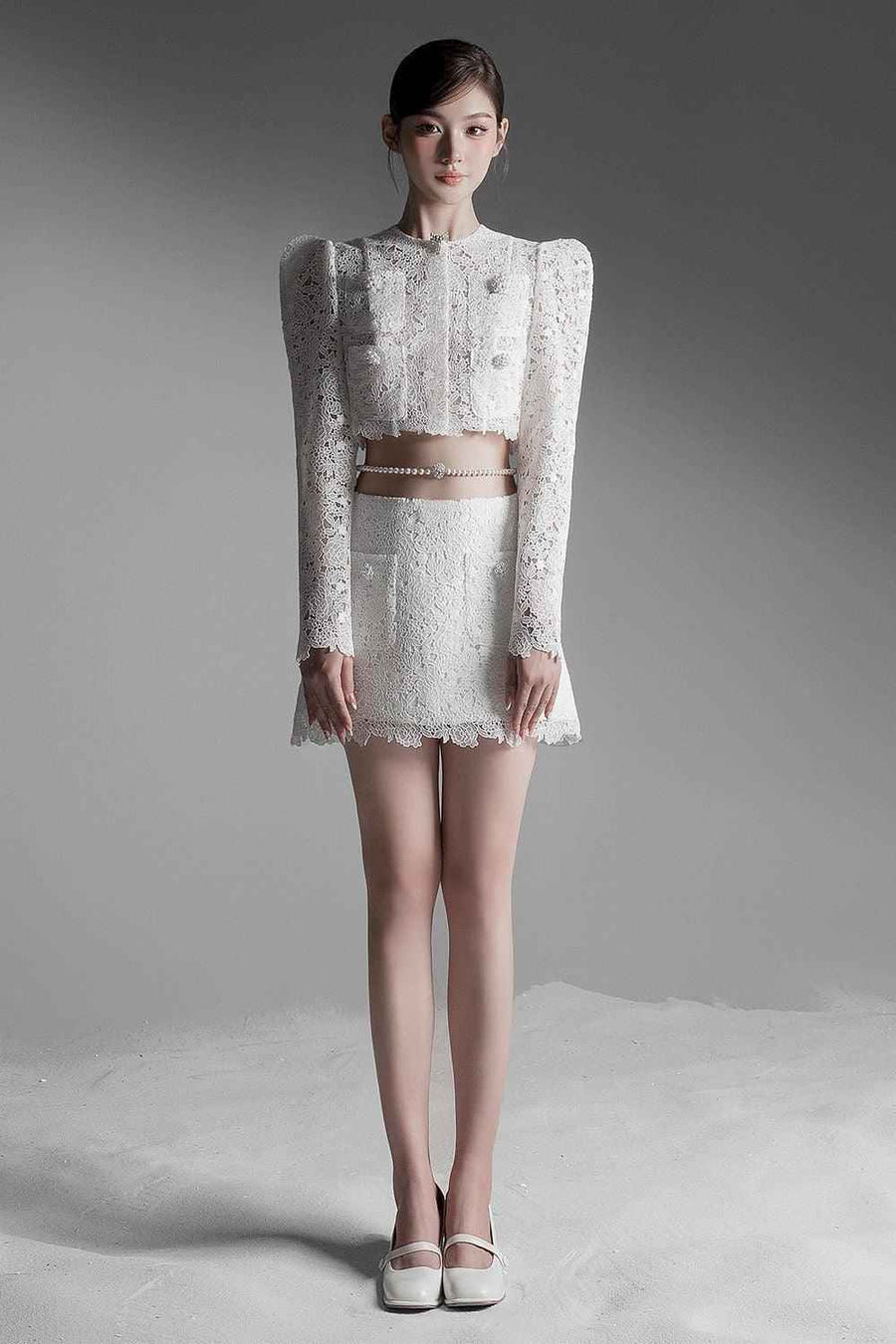 Yvonne Cropped Patch Pocket Lace Set