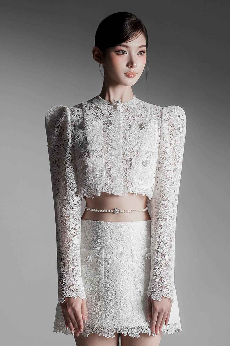 Yvonne Cropped Patch Pocket Lace Set
