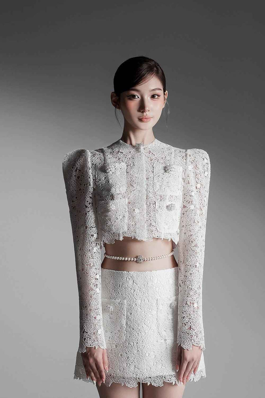 Yvonne Cropped Patch Pocket Lace Set