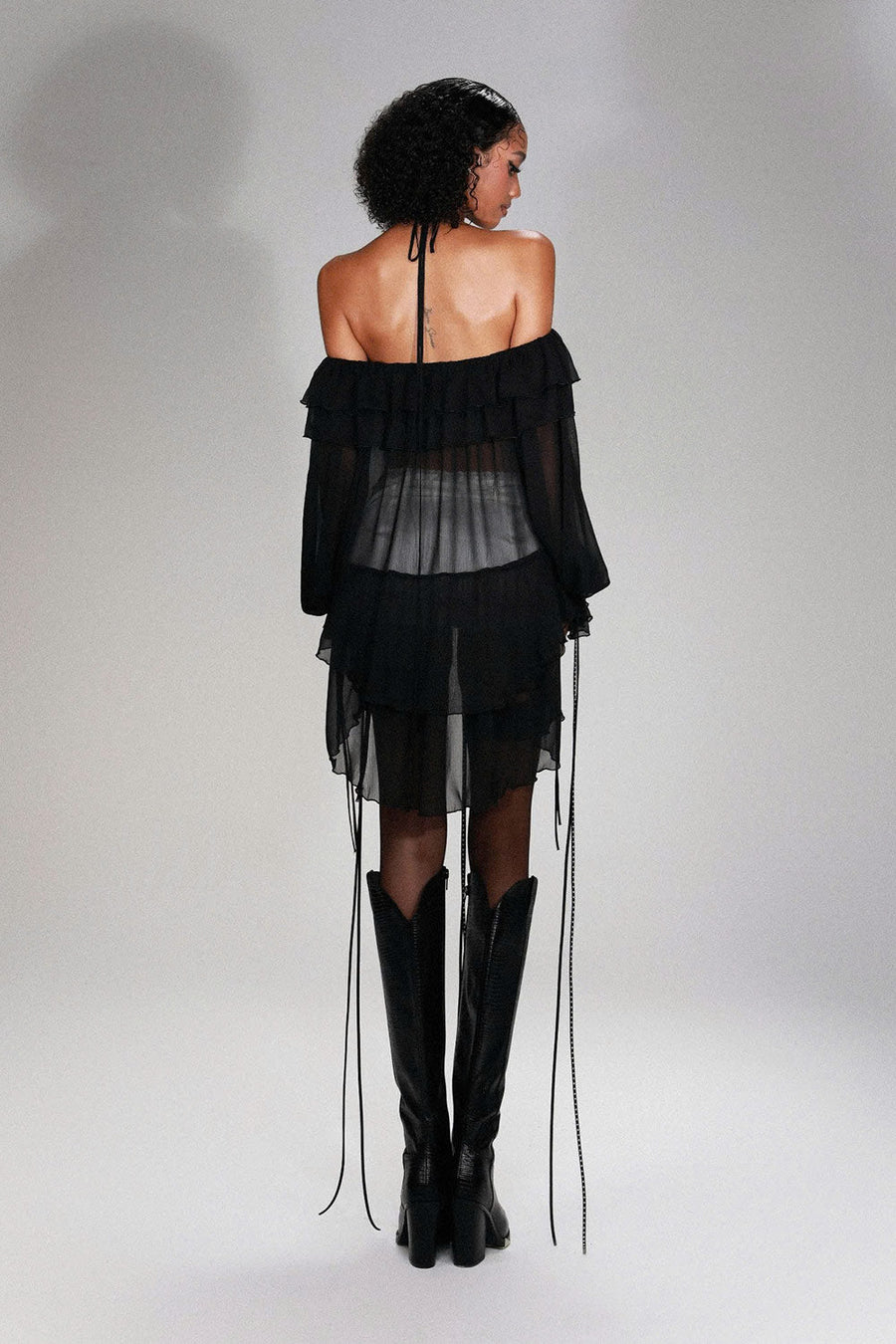 Lyric Halter Sheer Chiffon High-low Top 3