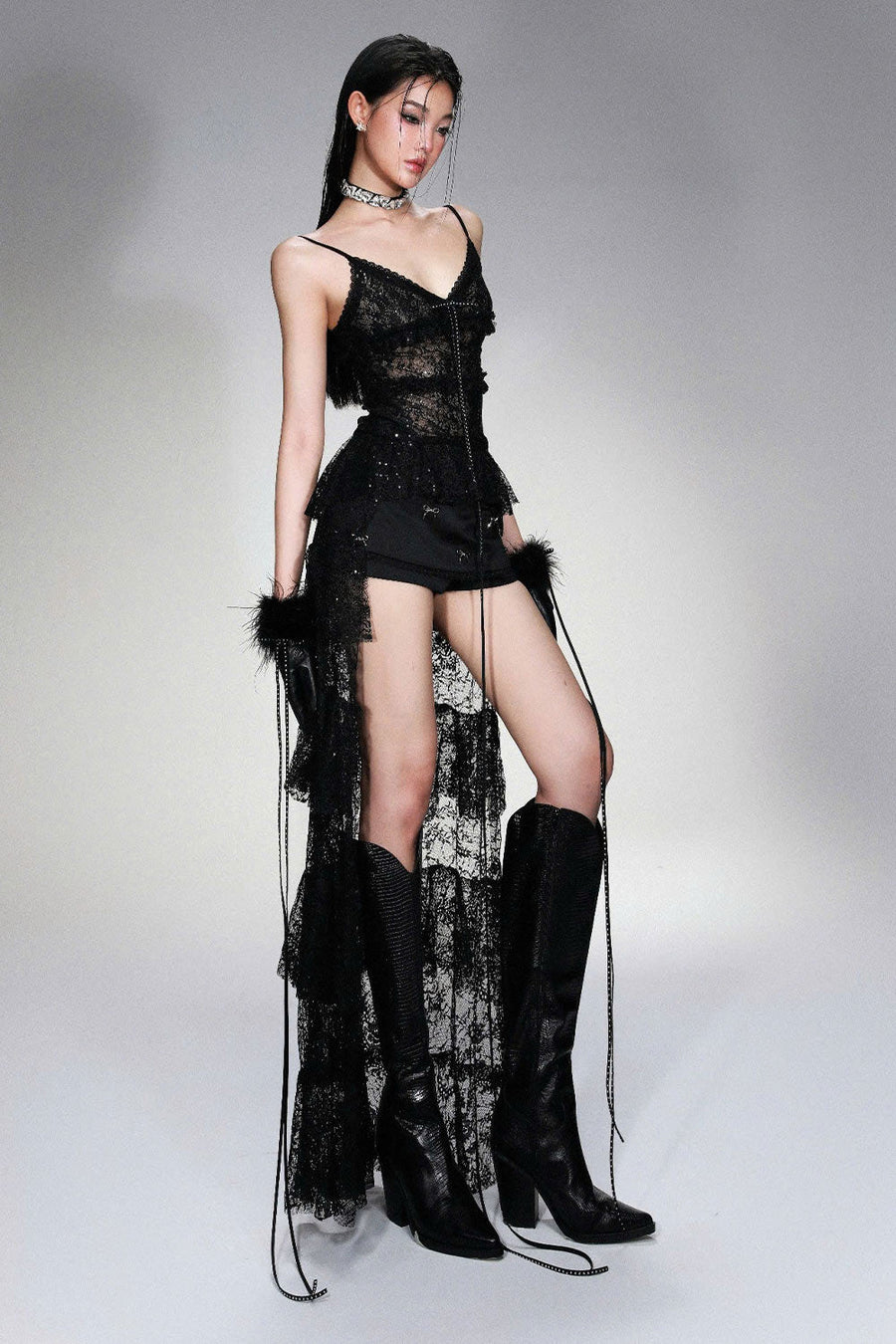 Aya Fringed Leather Gloves 16
