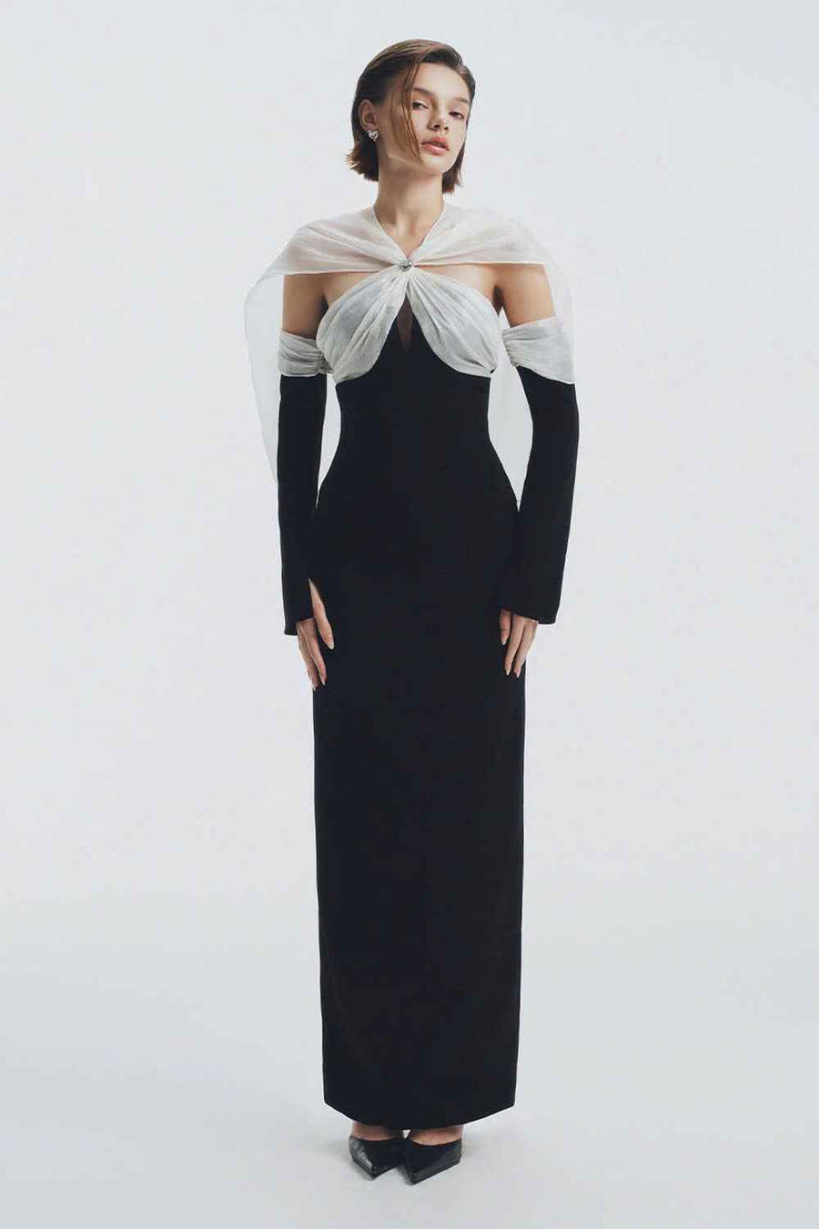 Mysty Straight Cape Shoulder Polycotton Ankle Length Dress Maxi Dress LaLING