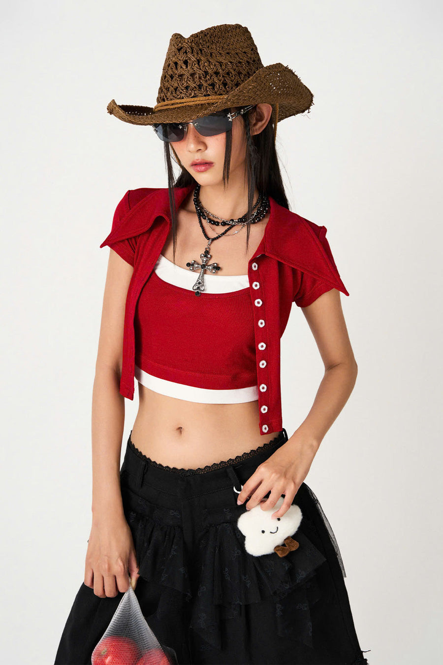 Yumi A-line Ruffled Jean Knee-length Shorts 2