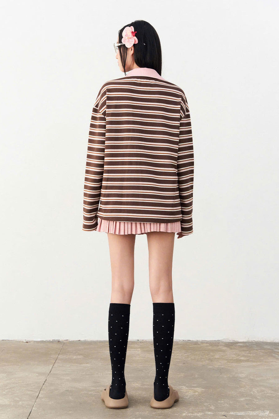 Rabbit Drop Waist Knife-Pleated Rib Knit Mini Skirt 4