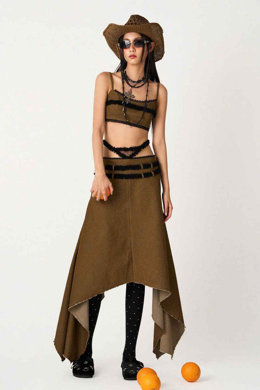 Lucia Cropped Sleeveless Khaki Top